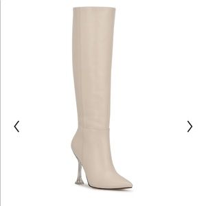 Nine West Talya Women's Leather Knee-High Boots - Size 8.5 - NIB - color: Bone